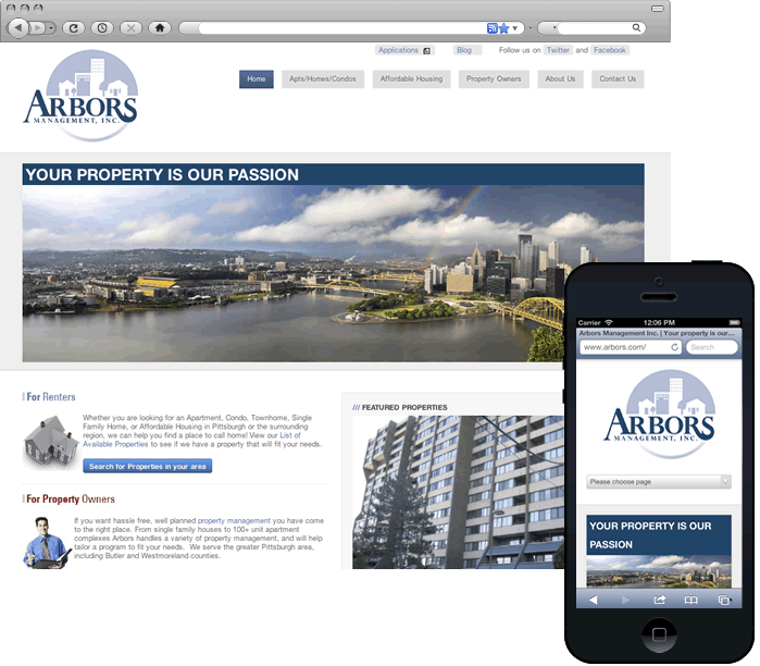 Arbors Responsive Website for Pittsburgh-based Property Management Firm