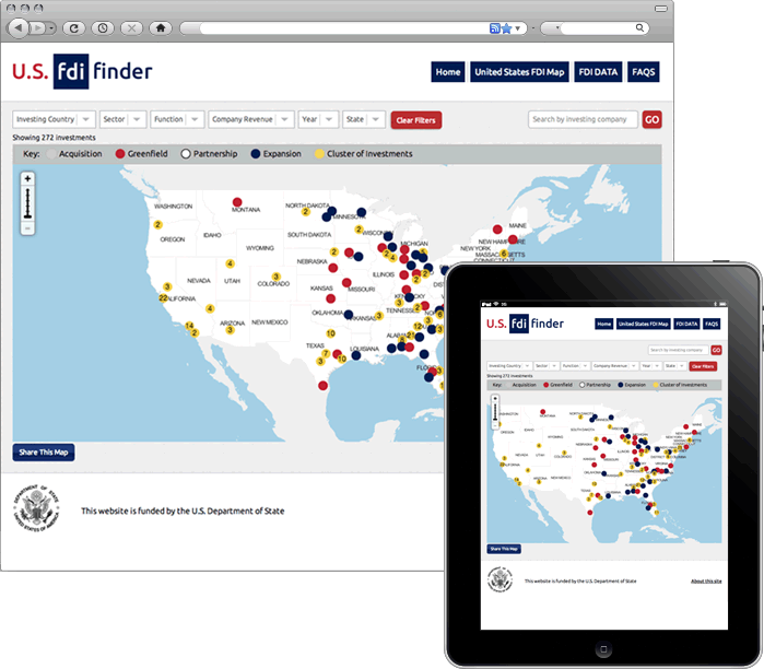 FDI Finder Responsive Web Application Screenshot